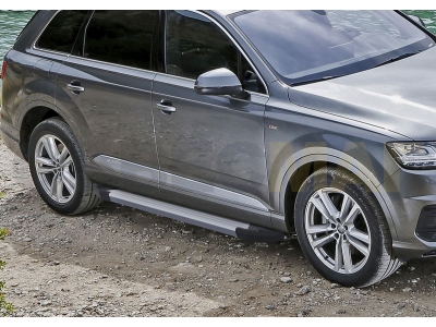 Пороги алюминиевые Rival Silver New для Audi Q7 2015-2021