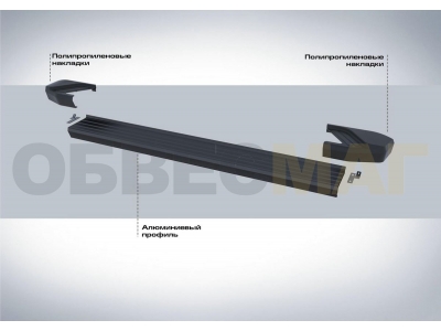 Пороги алюминиевые Rival Black New для Audi Q7 2015-2021