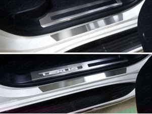 Накладки на пороги шлифованный лист для Lexus LX-570/450d (кроме F-Sport) № LEXLX450d15-04